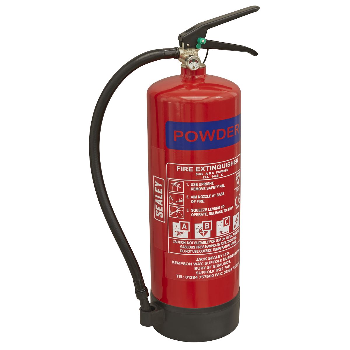 Sealey SDPE06 Fire Extinguisher 6kg Dry Powder