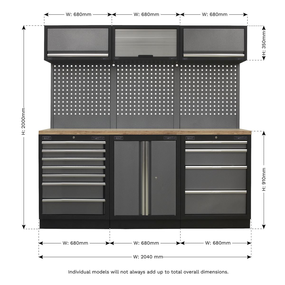 Sealey APMSSTACK07W Superline PRO® 2.0m Storage System - Wood Worktop