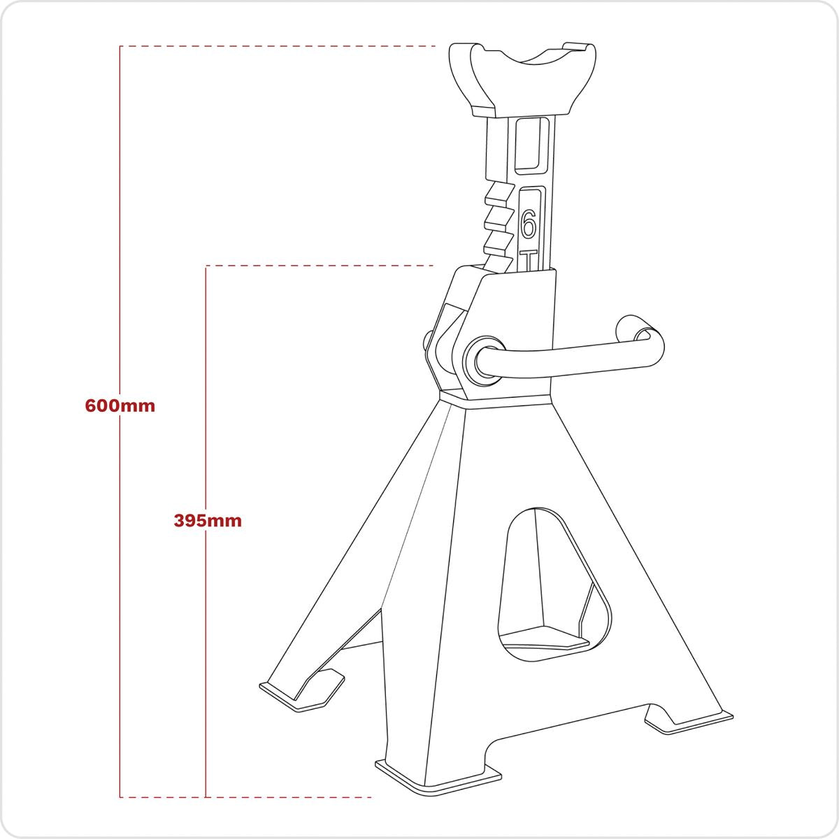 Sealey VS2006 Ratchet Type Axle Stands (Pair) 6 Tonne Capacity per Stand