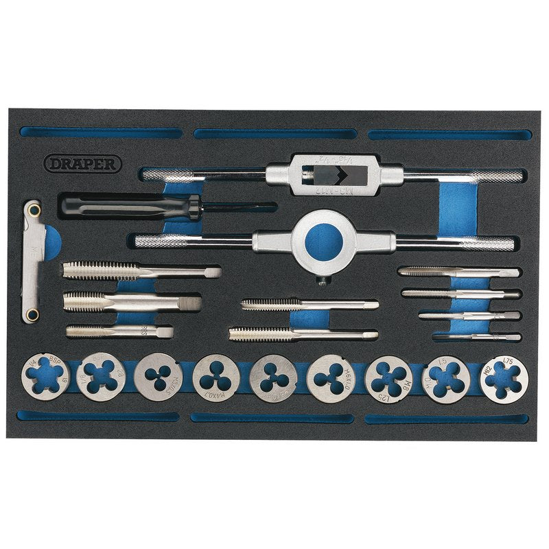 Draper 63520 Combination Tap and Die Set - Metric and BSP in EVA Foam Insert Tray 22 Piece