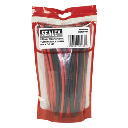 Sealey HST200BR Heat Shrink Tubing Black & Red 200mm 100pc