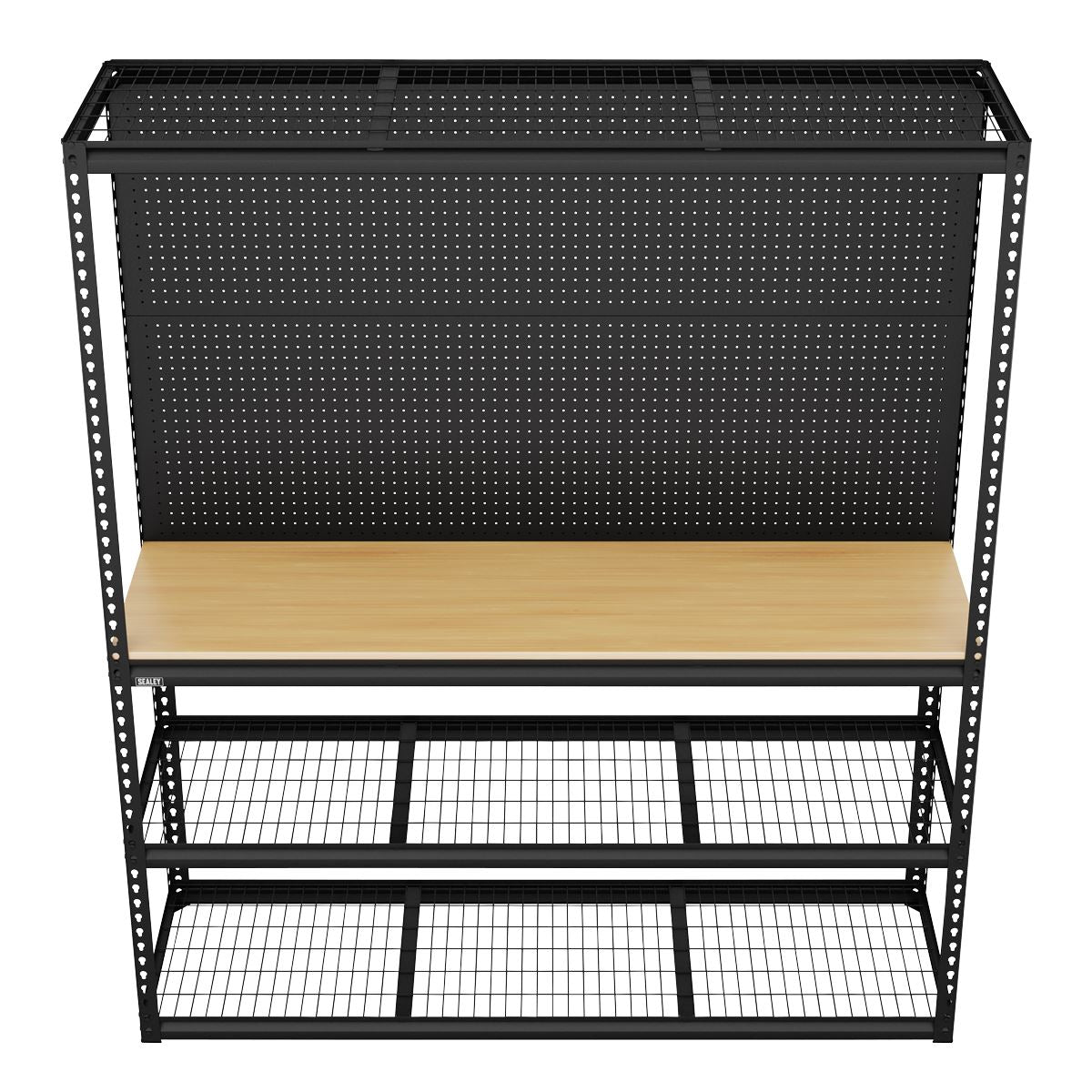 Sealey APMWB1 Heavy-Duty Modular Workbench with Racking & Pegboard 300kg Capacity Per Level 1820mm