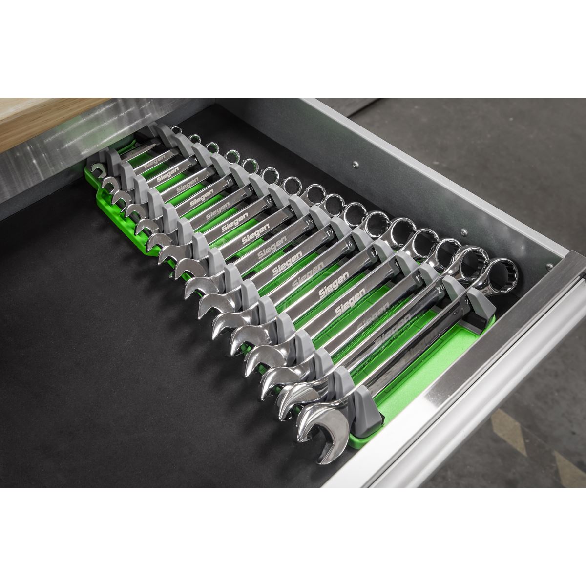 Sealey WR11HV Reversible Spanner Rack 16pc Hi-Vis Green