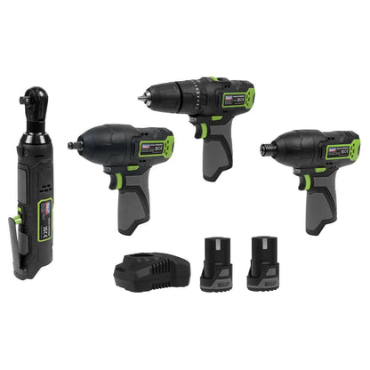 Sealey CP108VCOMBO2EU 4 x 10.8V SV10.8 Series Cordless Combo Kit - 2 Batteries & Euro Plug