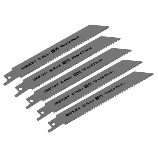 Sealey SRBR622HF Reciprocating Saw Blade Wood & Plastics 150mm 10tpi - Pack of 5