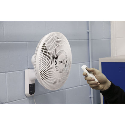 Sealey SWF16WR Wall Fan 3 - Speed 16" with Remote Control 230V