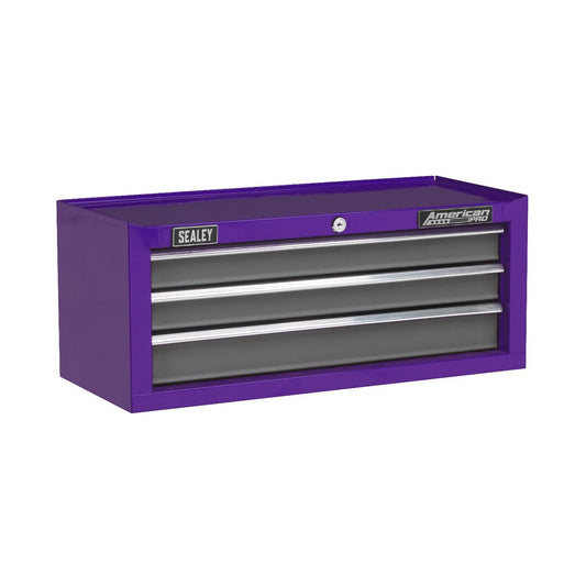 Sealey AP22309BBCP Mid-Box Tool Chest 3 Drawer with Ball-Bearing Slides - Purple/Grey