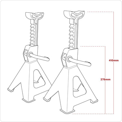 Sealey VS2002OR Ratchet Type Axle Stands (Pair) 2 Tonne Capacity per Stand - Orange