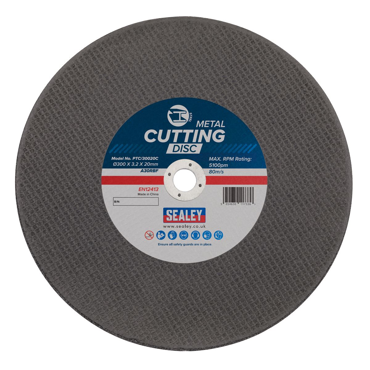 Sealey PTC/30020C Cutting Disc Flat Metal Ø300 x 3.2 x Ø20mm