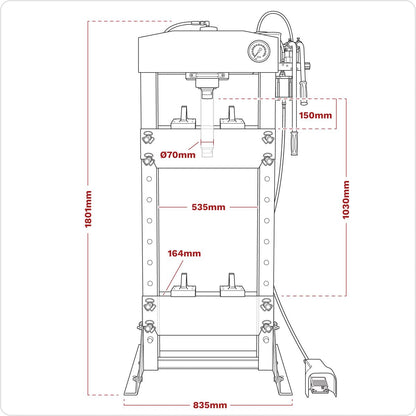 Sealey YK309FAH Premier Air/Hydraulic Floor Type Press with Foot Pedal 30 Tonne