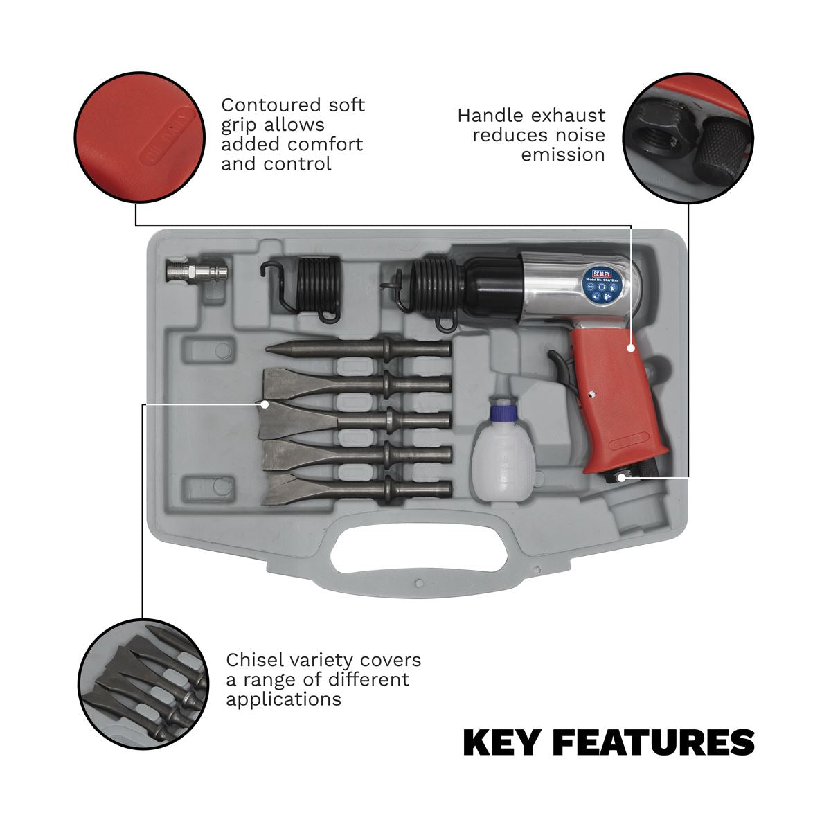 Sealey GSA12 Air Hammer Kit Medium Stroke