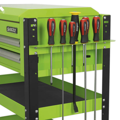 Sealey AP760MHV Heavy-Duty Mobile Tool & Parts Trolley 2 Drawers & Lockable Top - Green