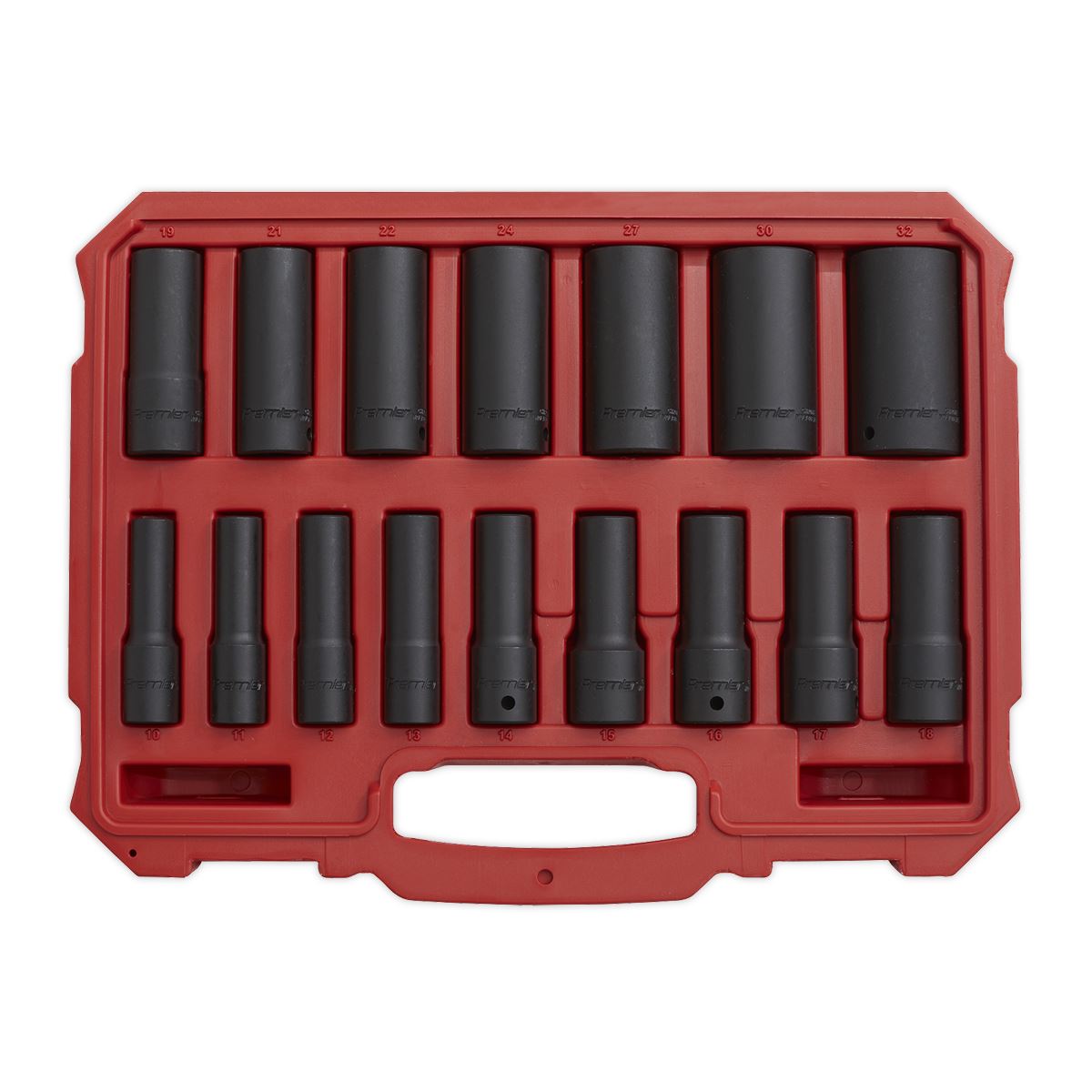 Sealey AK5817M Impact Socket Set 16pc 1/2"Sq Drive Deep Lock-On™ 6pt Metric