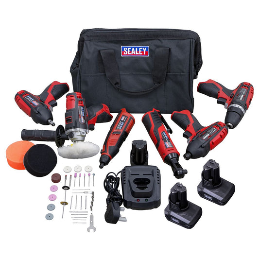 Sealey CP1200COMBO2B SV12 Series 6 x 12V Cordless Power Tool Kit - 3 Batteries