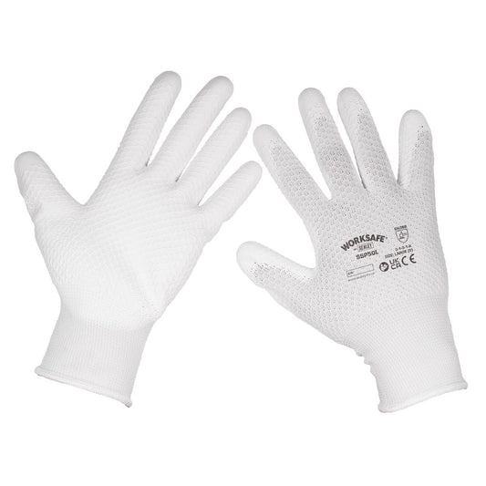 Sealey SSP50L/6 White Precision Grip Gloves - (Large) - Pack of 6 Pairs