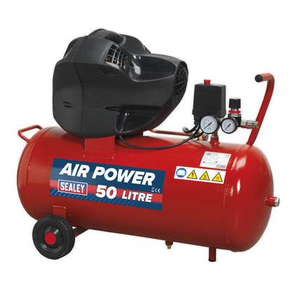 Sealey SAC05030F Air Compressor 50L V-Twin Direct Drive 3hp Oil Free