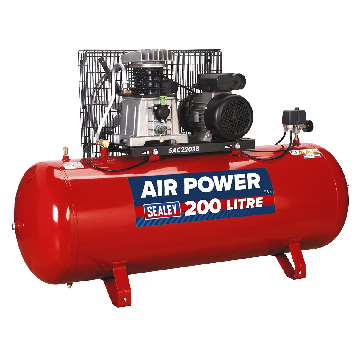 Sealey SAC2203B Air Compressor 200L Belt Drive 3hp with Cast Cylinders