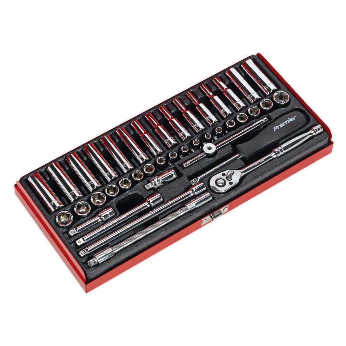 Sealey AK690 Socket Set 41pc 1/4"Sq Drive 6pt WallDrive® - Metric/Imperial