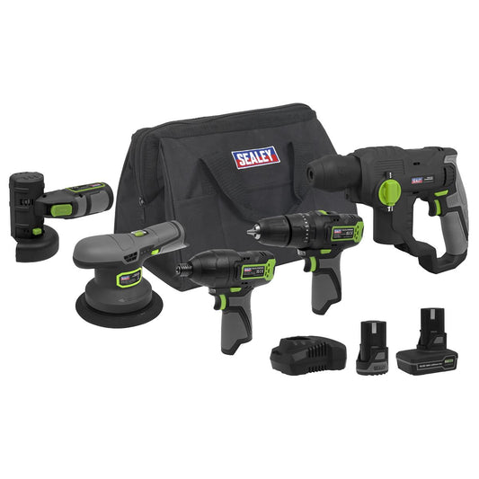 Sealey CP108VCOMBO7EU 5 x 10.8V SV10.8 Series Cordless Combo Kit - 2 Batteries & Euro Plug