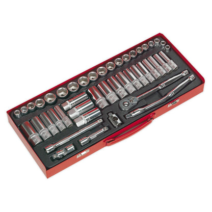 Sealey AK692 Socket Set 45pc 3/8"Sq Drive 6pt WallDrive® - Metric/Imperial