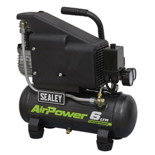 Sealey SAC0610E Air Compressor 6L Direct Drive 1hp