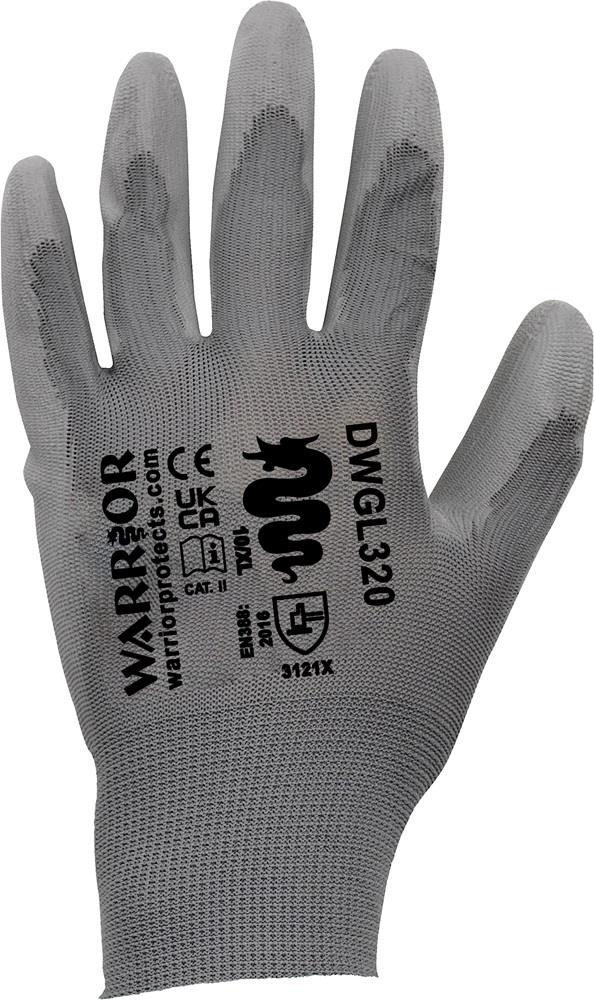 Warrior Grey PU Coated Work Gloves