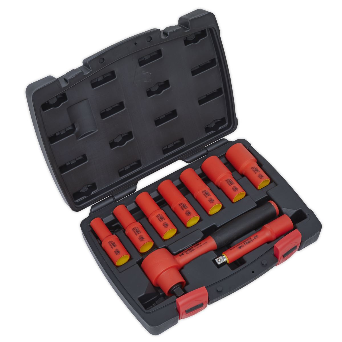 Sealey AK7942 Insulated Socket Set 9pc 3/8"Sq Drive 6pt WallDrive® VDE Approved