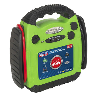 Sealey RS1312HV RoadStart® Emergency Jump Starter 12V 900 Peak Amps Hi-Vis Green