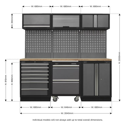 Sealey APMSSTACK12W Superline PRO® 2.04m Storage System - Pressed Wood Worktop