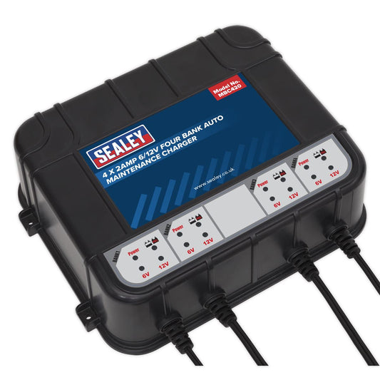 Sealey MBC420 Four Bank 6/12V 8A (4 x 2A) Auto Maintenance Charger