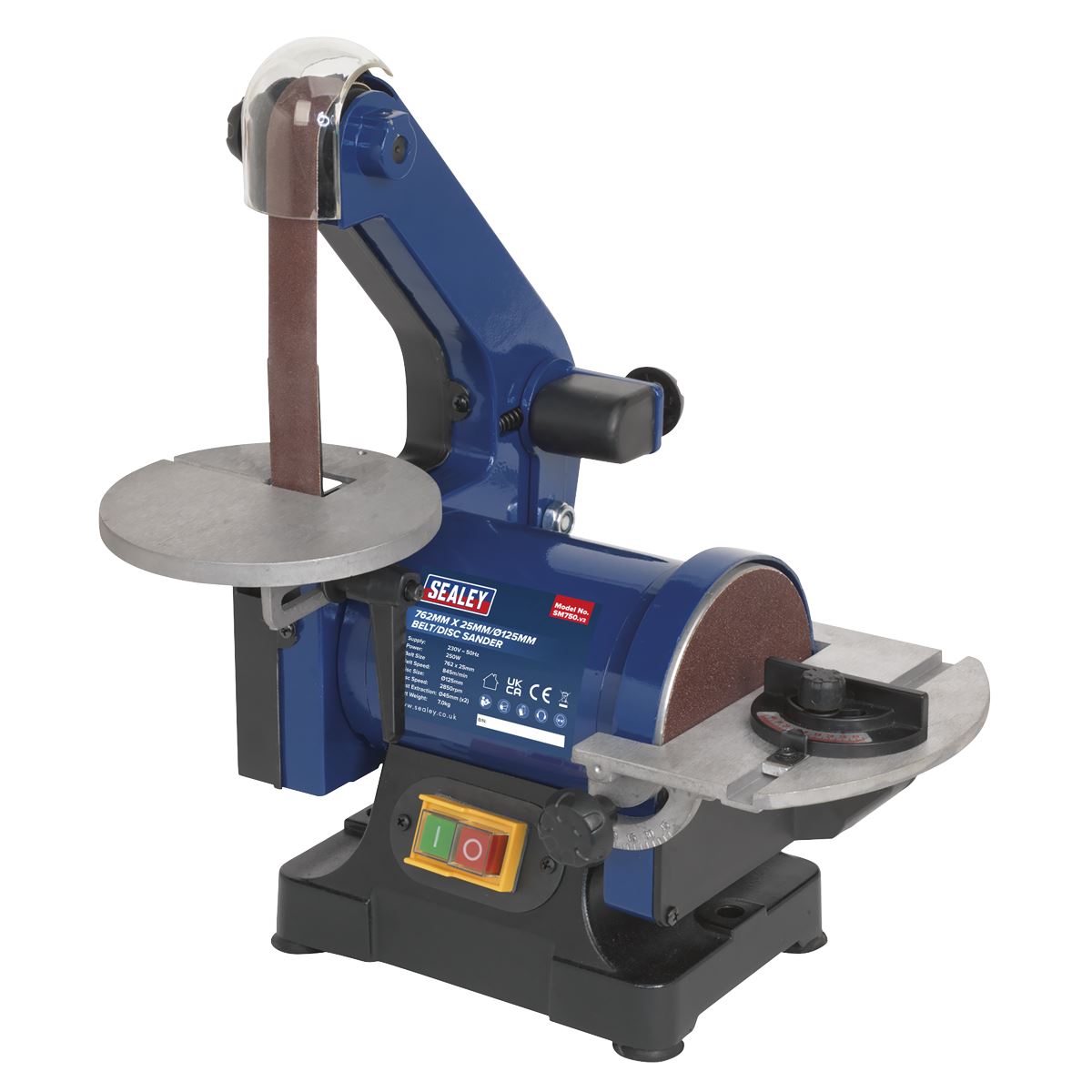 Sealey SM750 Belt/Disc Sander 25 x 762mm/Ø125mm 250W/230V