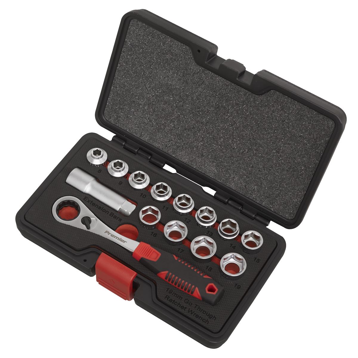 Sealey AK6926 Socket Set 14pc Go-Through Low Profile WallDrive® Metric