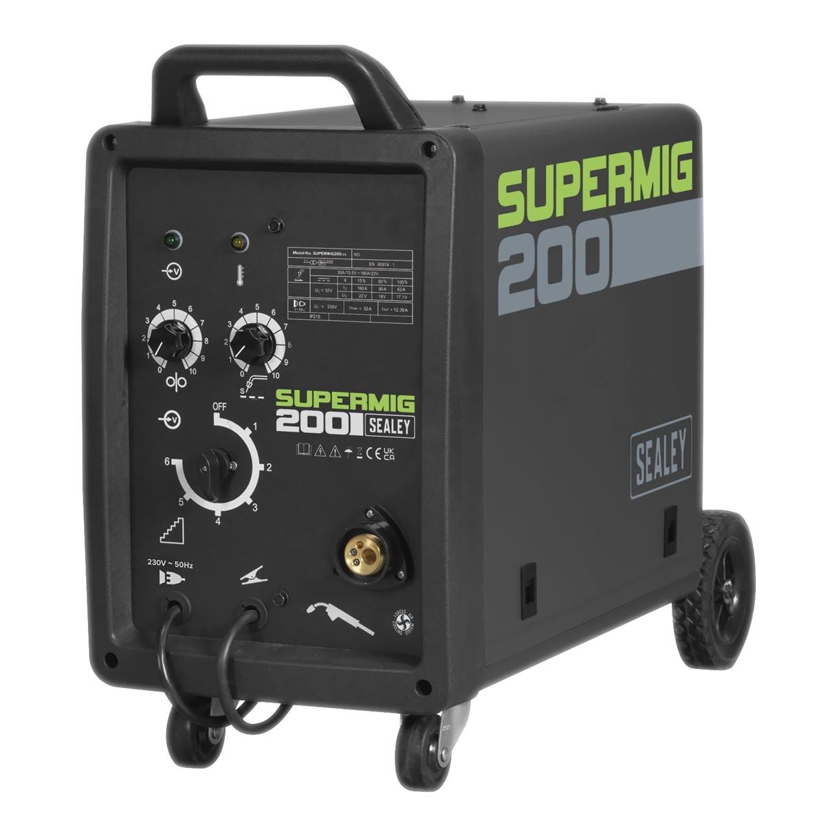 Sealey SUPERMIG200 Professional MIG Welder 200A 230V with Binzel® Euro Torch