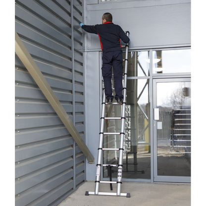 Sealey ATL11 Aluminium Telescopic Ladder 11-Tread EN 131