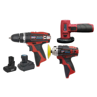 Sealey CP1200COMBO7 3 x 12V SV12 Series Cordless Power Tool Combo Kit