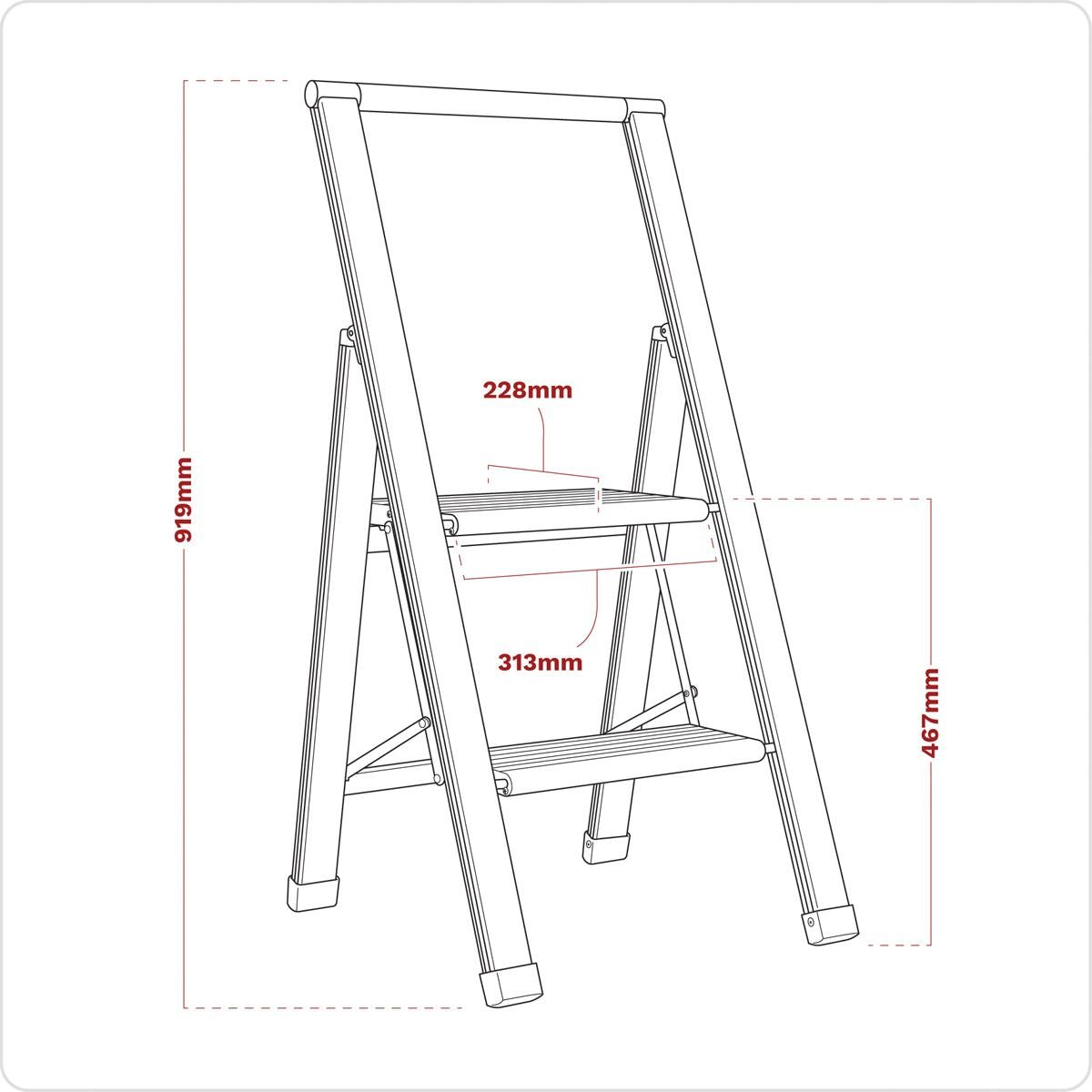 Sealey APSL2 Aluminium Professional Folding Step Ladder 2-Step 150kg Capacity