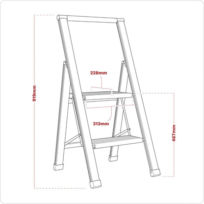 Sealey APSL2 Aluminium Professional Folding Step Ladder 2-Step 150kg Capacity