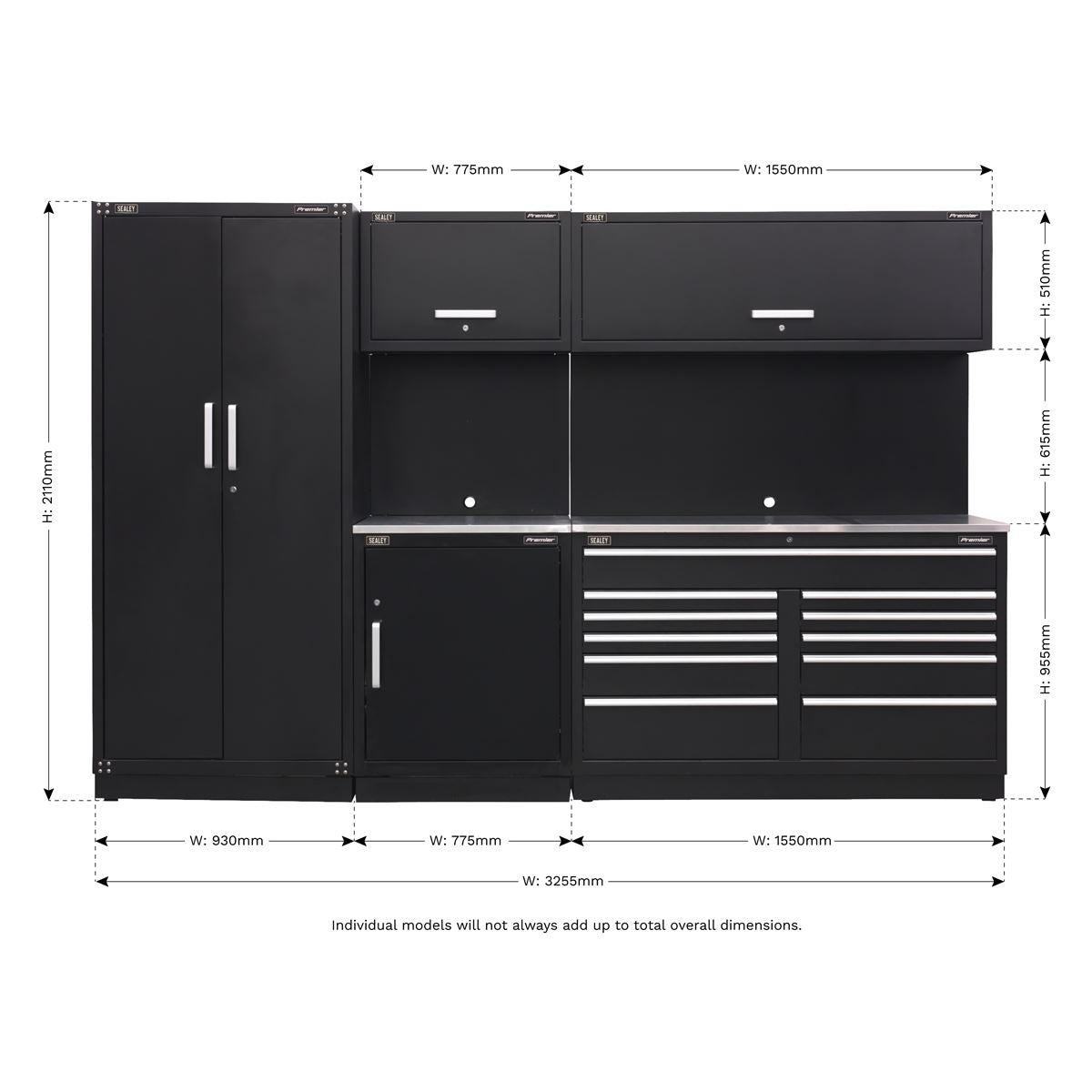 Sealey APMSCOMBO2SS Premier 3.3m Storage System - Stainless Worktop