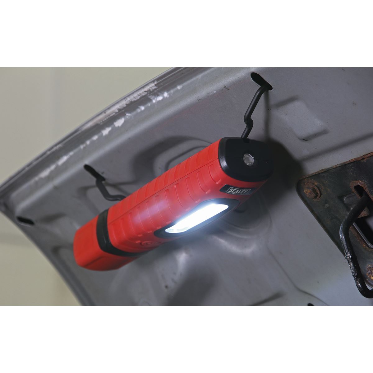 Sealey LED360PLUSR Rechargeable 360° Inspection Light 10W & 3W SMD LED Red 2 x Lithium-ion