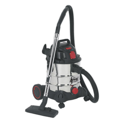 Sealey PC200SDAUTO Vacuum Cleaner Industrial 20L 1400W/230V Stainless Drum Auto Start