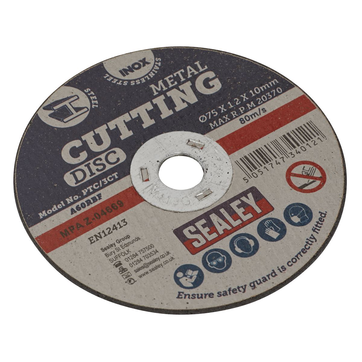 Sealey PTC/3CT Cutting Disc Ø75 x 1.2mm Ø10mm Bore