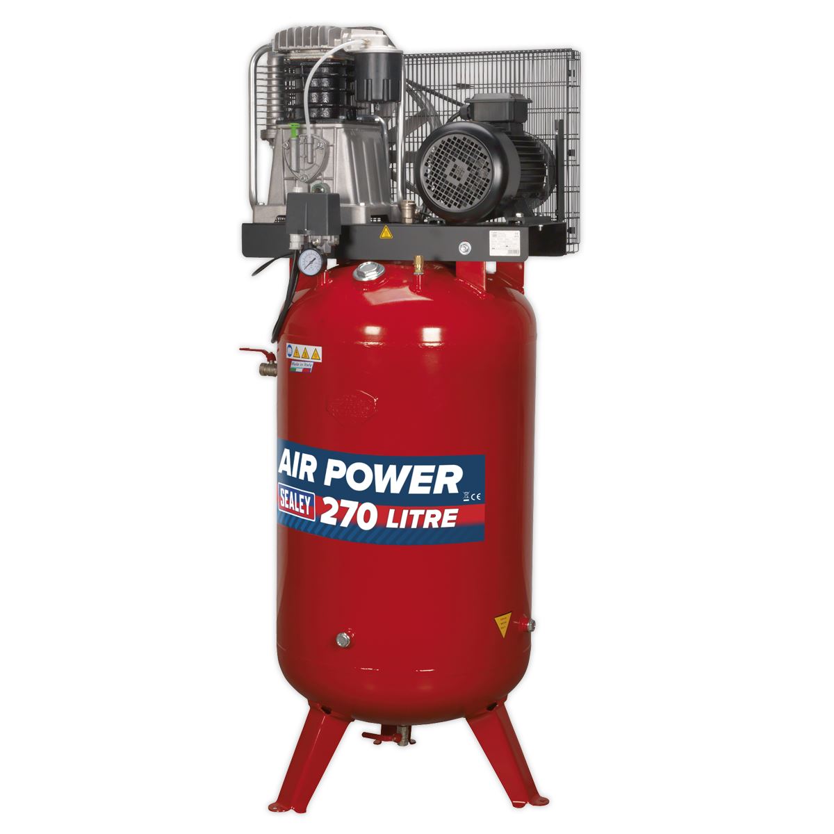 Sealey SACV52775B Air Compressor 270L Vertical Belt Drive 7.5hp 3ph 2-Stage with Cast Cylinders