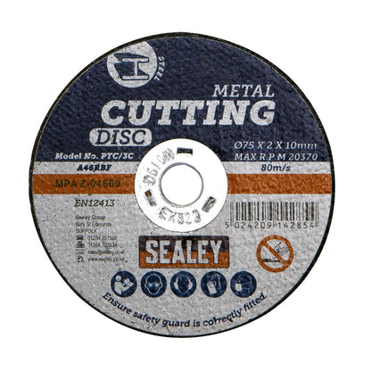 Sealey PTC/3C5 Cutting Disc Ø75 x 2mm Ø10mm Bore Pack of 5