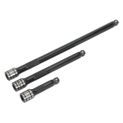 Sealey AK7691 Wobble/Rigid Extension Bar Set 3pc 3/8"Sq Drive  - Premier Black