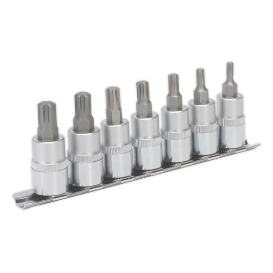 Sealey AK6232 Ribe Socket Bit Set 7pc 3/8"Sq Drive 50mm