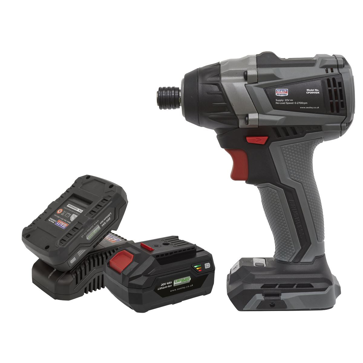 Sealey CP20VIDXKIT Brushless Impact Driver Kit 1/4"Hex 20V SV20 Series - 2 Batteries