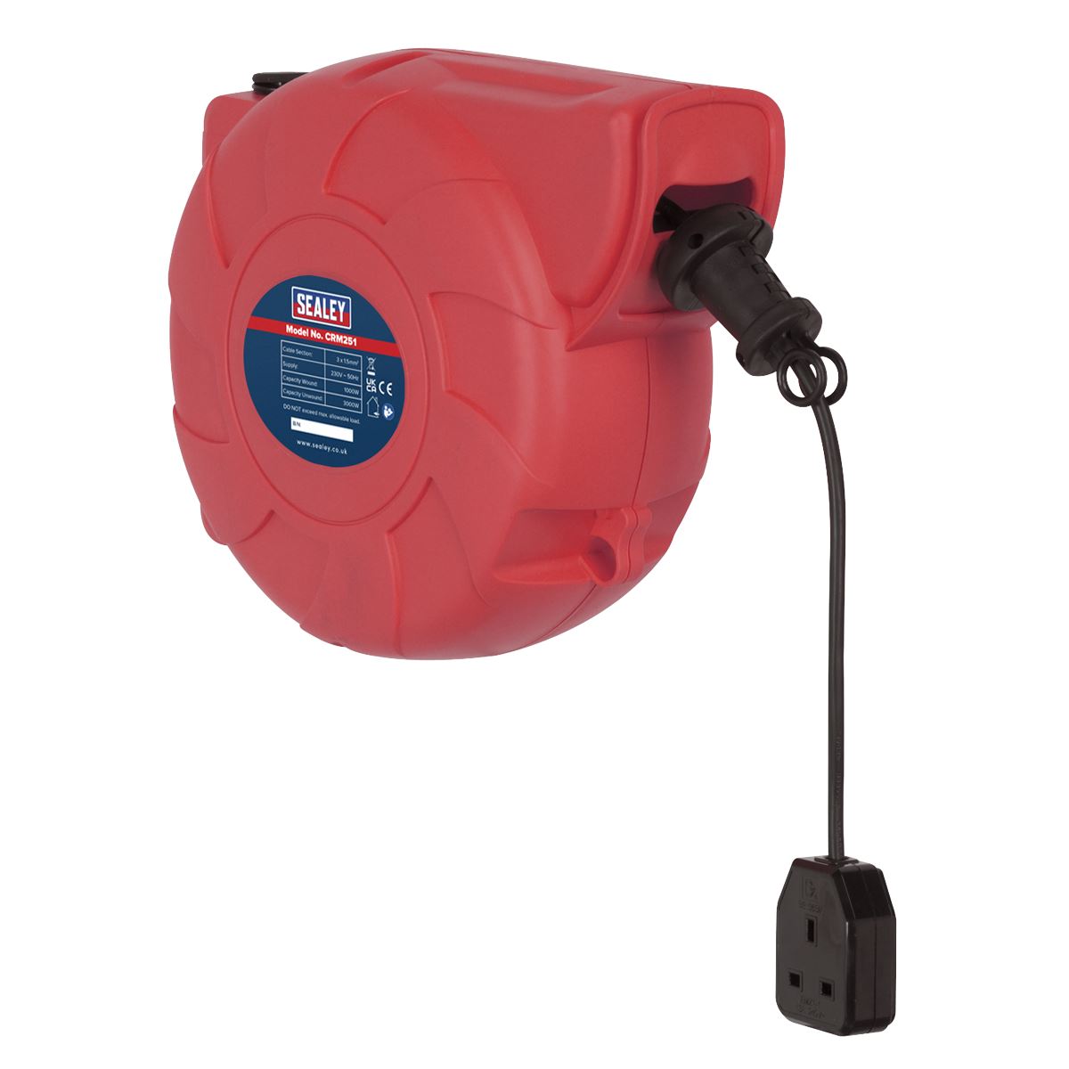 Sealey CRM251 Cable Reel System Retractable 25m 1 x 230V Socket