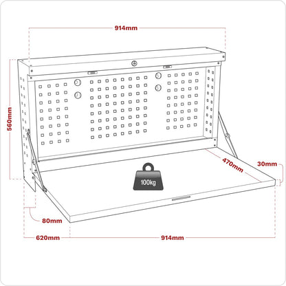 Sealey APWMW01 Wall Mounted Foldable Workbench 900mm