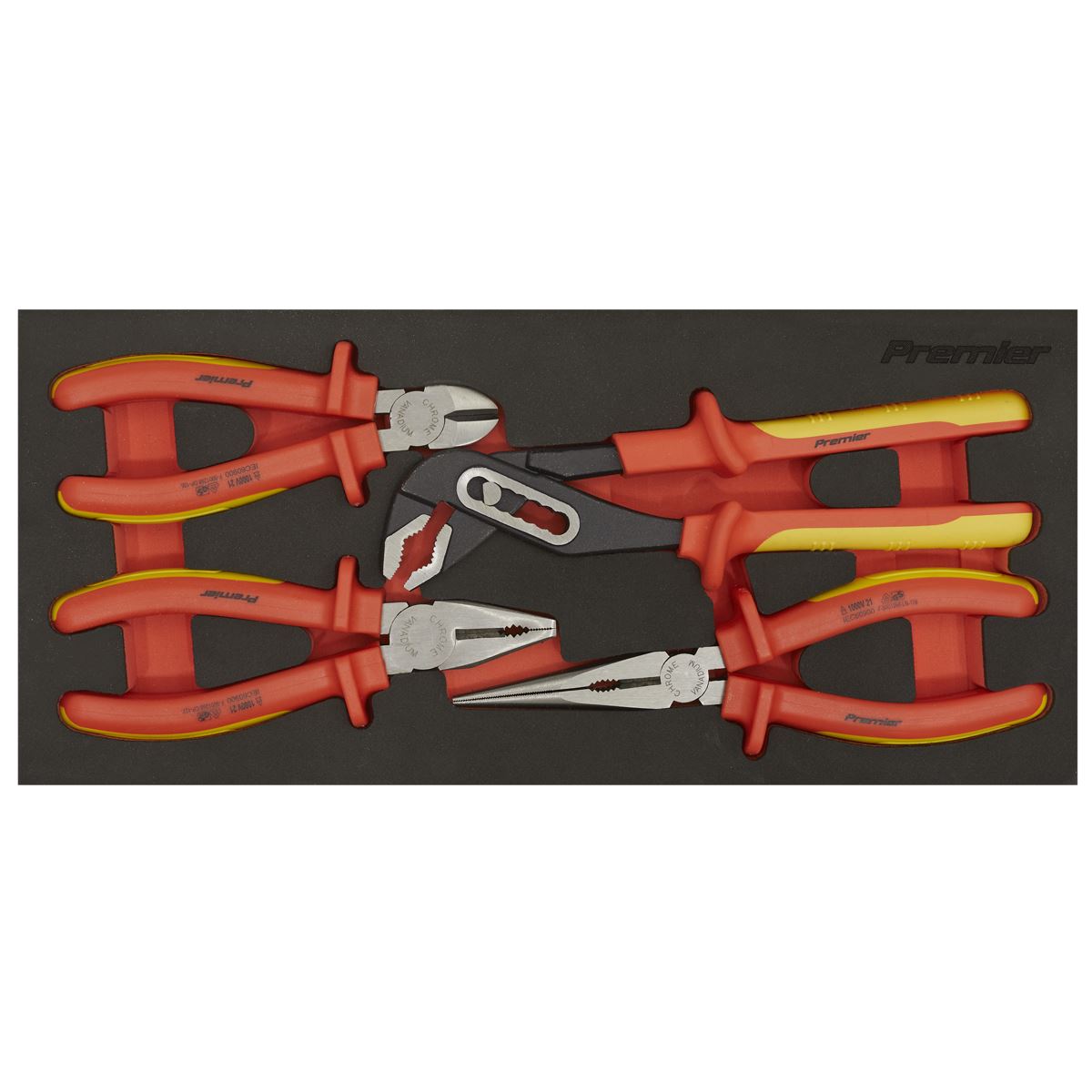 Sealey TBTE07 Insulated Pliers Set 4pc with Tool Tray - VDE Approved