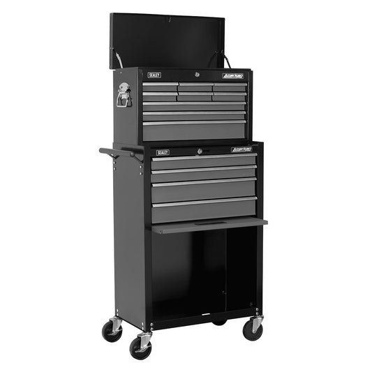 Sealey AP2513B Topchest & Rollcab Combination 13 Drawer with Ball-Bearing Slides - Black/Grey